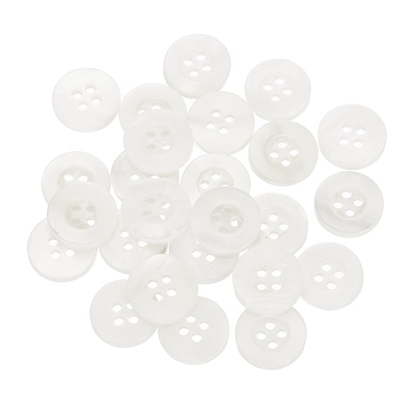 50 Pcs Natural Shell Buttons, 4 Hole Mother of Pearl Buttons 12mm Sewing Craft Buttons for Shirt Sewing DIY Crafts Decoration, Bright White