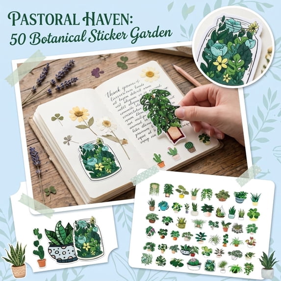 50 Pcs Nature Scenery Sticker Set, PET Waterproof Decals for Scrapbooking, Journaling Stickers for DIY Crafts Home Decor