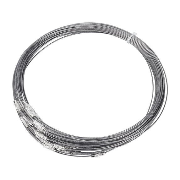 50 Pcs Necklace Wire Jewelry Steel Wire with Screw Clasp 201 Stainless Steel Necklace Cord for DIY Jewellery Making Slate Gray 17.5 inch