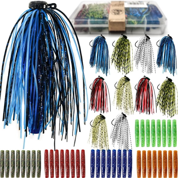 50 Pcs Ned Lures Weedless Skirted Mushroom Rig Fishing Kit for Freshwater Saltwater