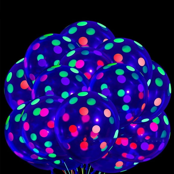 50 Pcs Neon Glow Balloons Fluorescent Balloons Blacklight Party Balloons Glow in the Dark Neon Latex Balloons for Birthday Wedding Arch Party (Transparent)