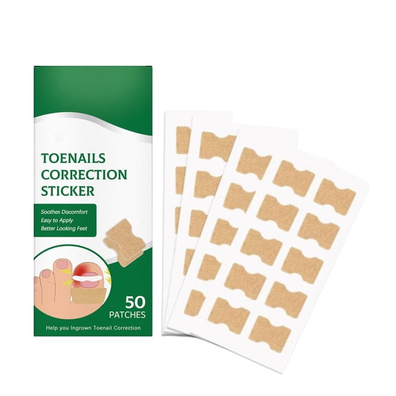 50 Pcs No Glue Breathable Corrector Patch,Painless Ingrown Toenail Corrector,Nail Correction Patches, Not Easy to Fall Off