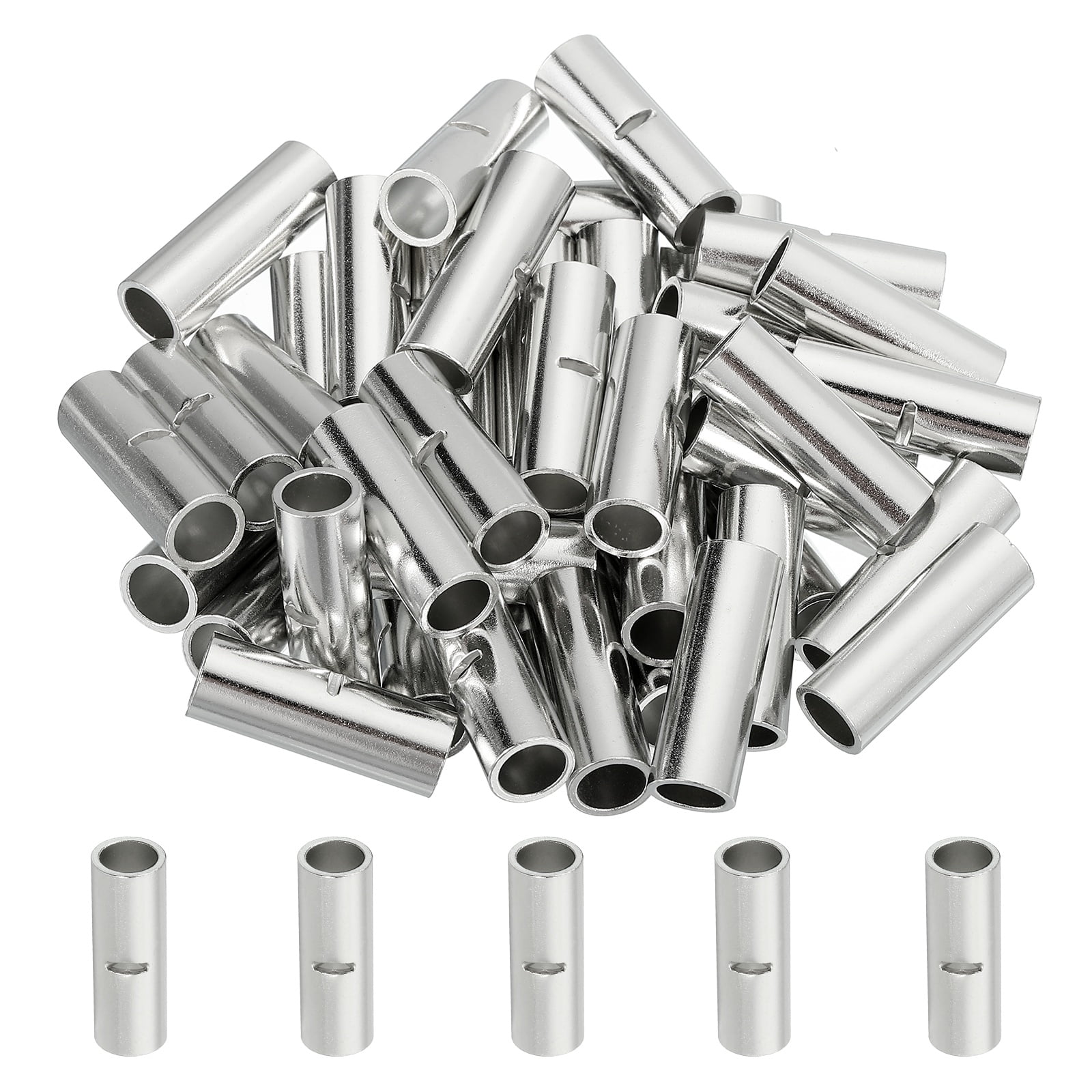 50 Pcs Non Insulated Butt Connectors 6AWG Wire Connector BN14 for Electrical Wire Crimp Ferrule Terminals