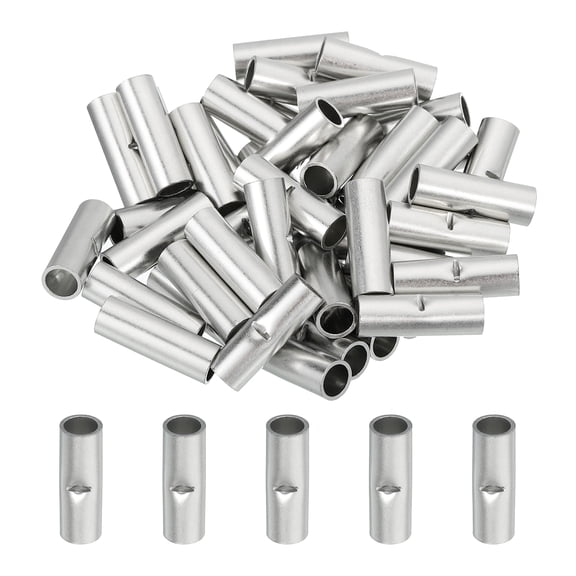 50 Pcs Non Insulated Butt Connectors 8AWG Tinned Copper Wire Connector BN8 for Electrical Wire Crimp Ferrule Terminals