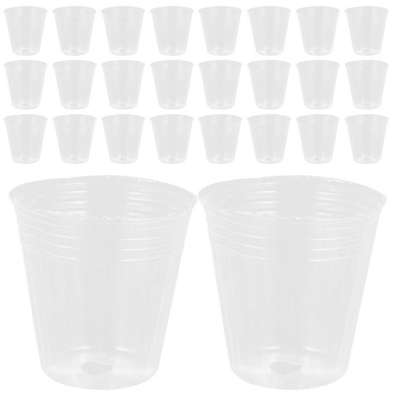 50 Pcs Nursery Cup Plastic Pots with Drainage Holes Clear for Plants Nutrition Bag Phalaenopsis