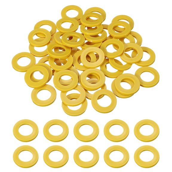 50 Pcs Nylon Flat Washers 16mm ID 30mm OD 3mm Thick Plain Washer Grommets Plastic Sheet Gasket Fastener Sealing Spacer Gasket Ring, Yellow