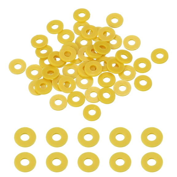 50 Pcs Nylon Flat Washers 3mm ID 8mm OD 1mm Thick Plain Washer Grommets Plastic Sheet Gasket Fastener Sealing Spacer Gasket Ring, Yellow