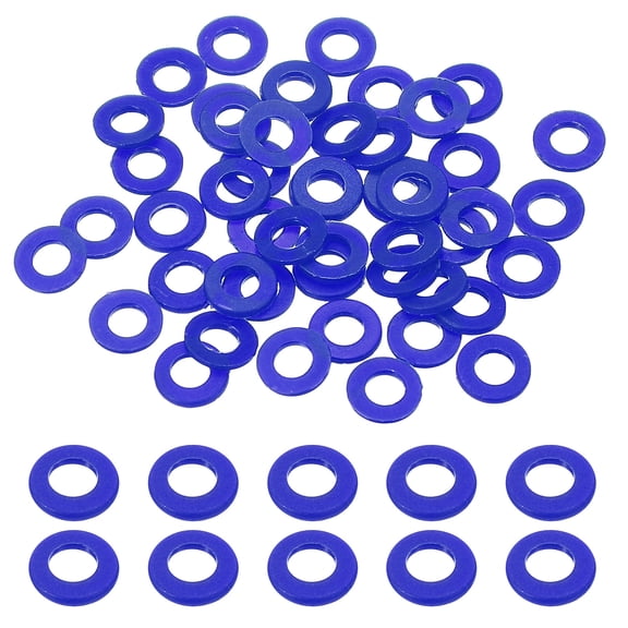 50 Pcs Nylon Flat Washers 4mm ID 8mm OD 1mm Thick Plain Washer Grommets Plastic Sheet Gasket Fastener Sealing Spacer Gasket Ring, Blue