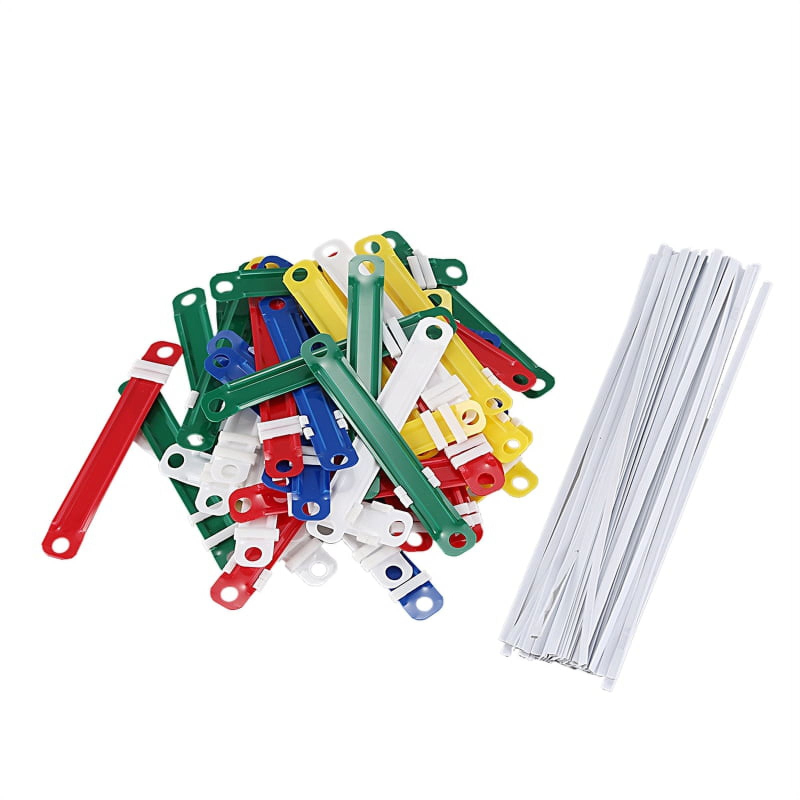Plastic Paper Fastener File Fasteners for Office School, 3.15(80mm) Between 2 Holes, Box of 50 Complete Sets
