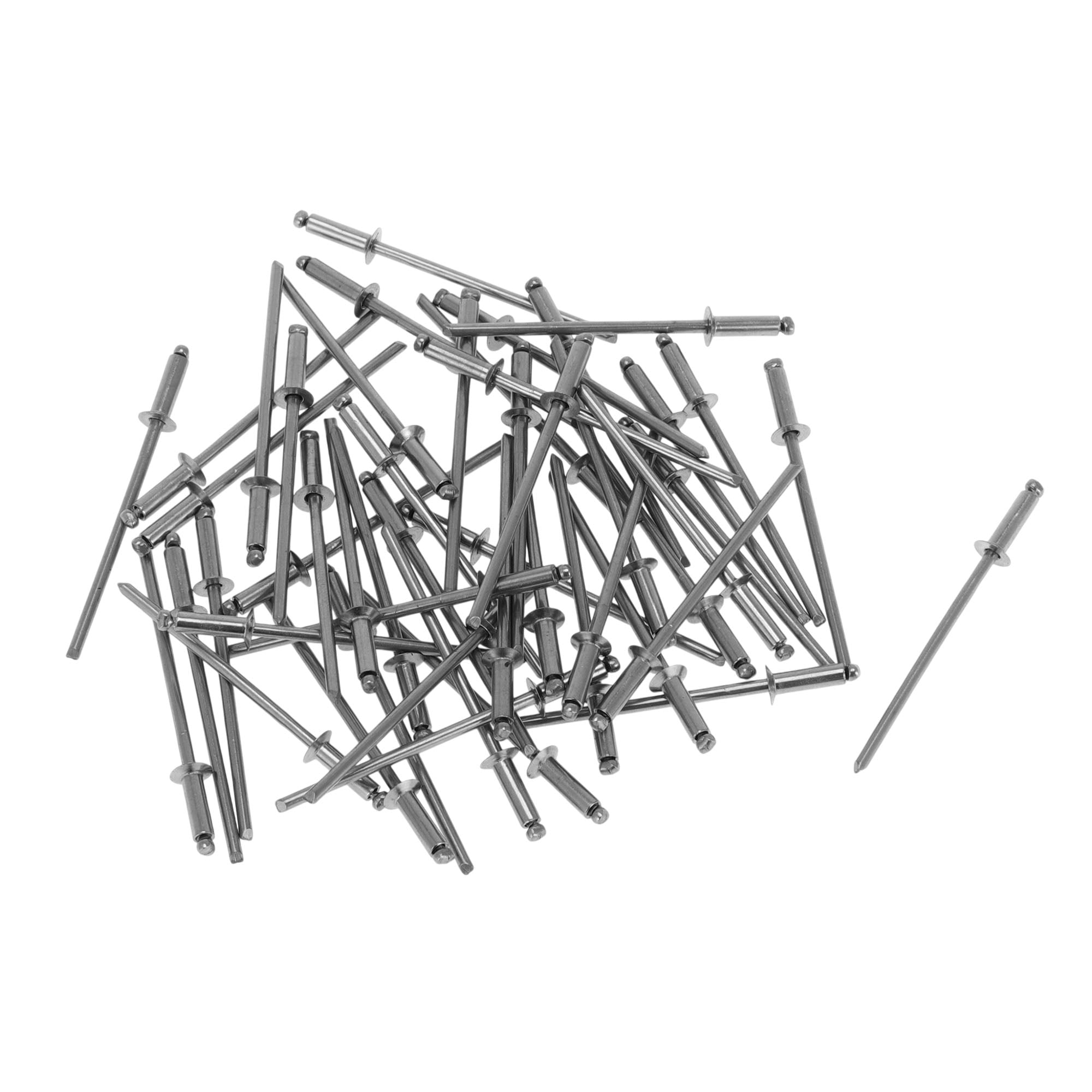 50 Pcs Open End Large Flange Blind Rivets 2.4mm Grip Diameter 8mm Grip Length 4.8mm Flange Diameter Silver Tone Stainless Steel