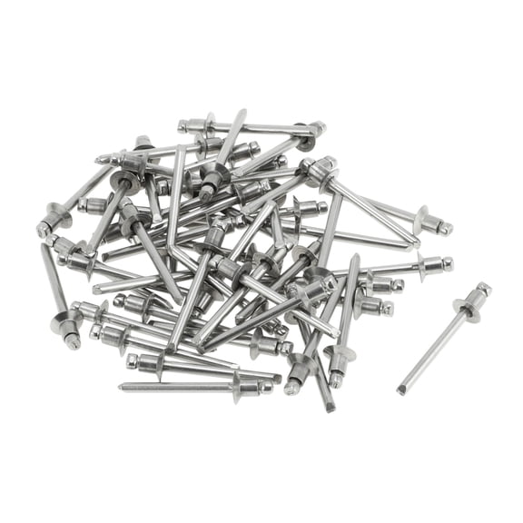 50 Pcs Open End Large Flange Blind Rivets 4.8mm Grip Diameter 8mm Grip Length 9.5mm Flange Diameter Silver Tone Stainless Steel