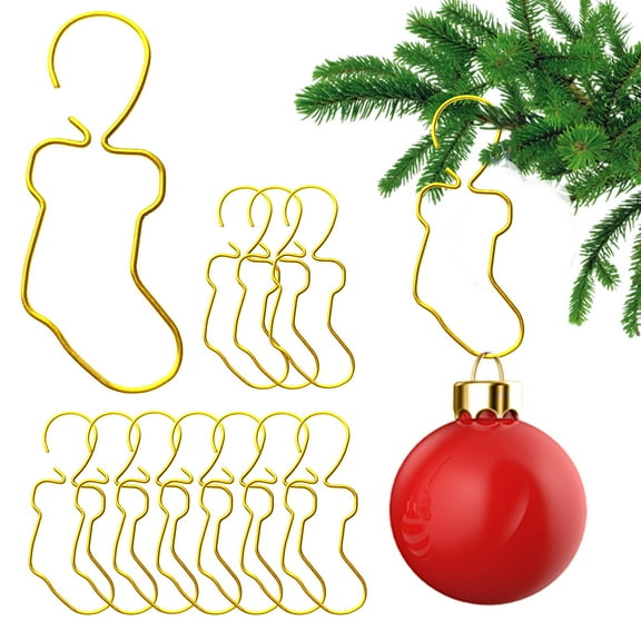 50 Pcs Ornament Hooks - 1.97in Metal Hangers, Rust-Resistant for Tree & Home Decor(Gold)