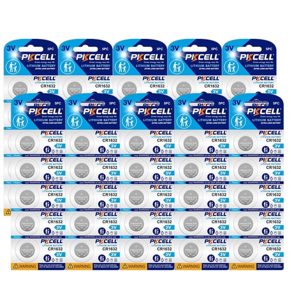 50 Pcs PKCELL 1632 DL1632 CR1632 3V Lithium Coin Battery