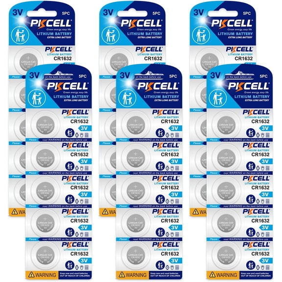 PKCELL 50 Pack CR1632 DL1632 ECR1632 BR1632 Battery 3V Lithium Coin Cell Batteries