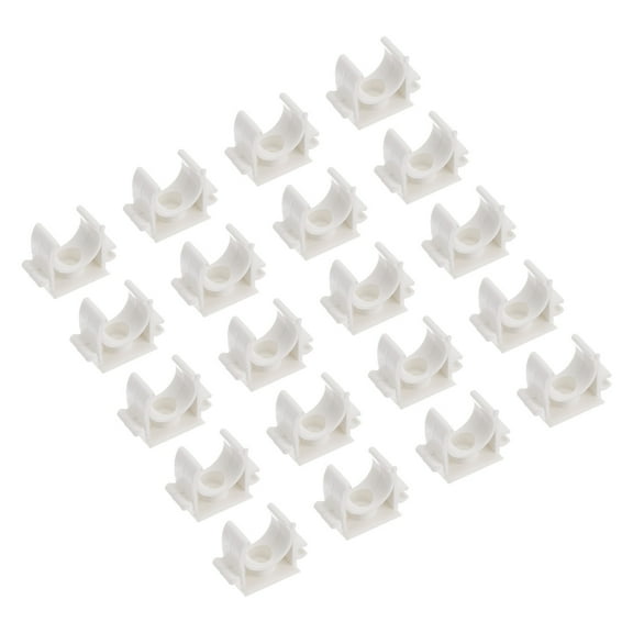 50Pcs U-type Tube Pipe Fitting Clamps Clips Connectors Inner 20mm White Splicable Snap Connection for Hose Electrical Conduit Home Furnishing