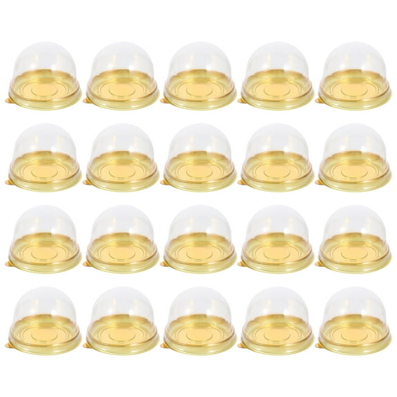 TEHAUX Golden Dome Containers with Lid for Home Made of PP Perfect for Mini Cakes Moon Cakes and Pastries 50pcs