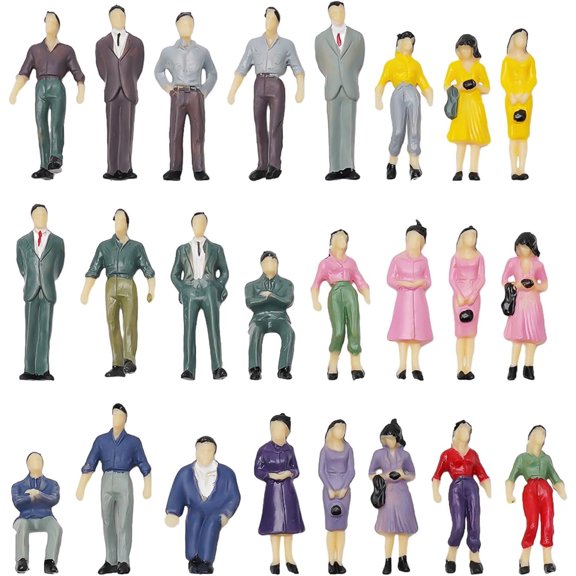 50 Pcs Painted Model People Figures and 6 Set 1:50 Scale Seated and Standing Passengers for O Scale Model Train Railway Layout Scenery Diorama Railway Layout Scene Decoration