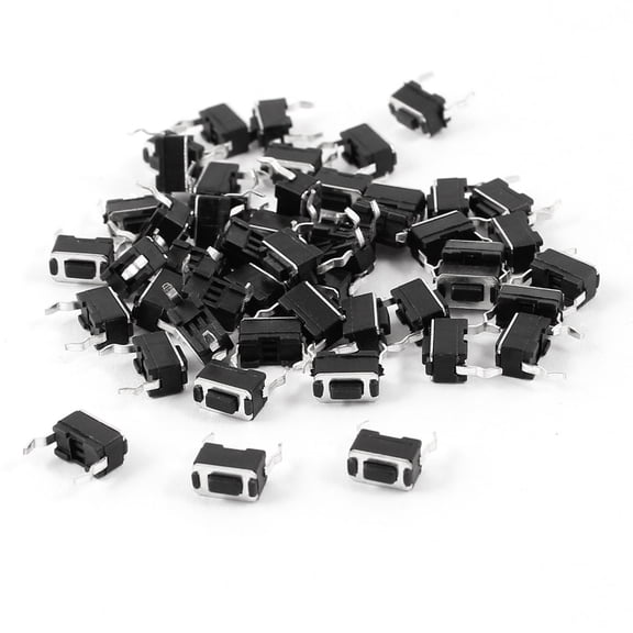 50 Pcs Panel PCB Momentary SPST Tactile Tact Switch Black 6x3x4.3mm