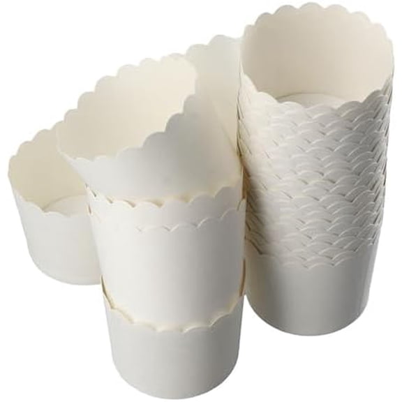 50 Pcs Paper Baking Cup, Large Oil Proof Cake Cup, Baking Cup Paper Cup Oil Proof, Cake Muffin Box Disposable Cupcake, Used for Cake Baking, White Large$$Home Decor, Kitchen, & Other