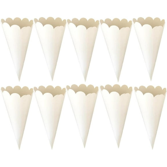 50 Pcs Paper Confetti Cones Flower Bouquet Petals Boxes Candy Holder Party Favors, White White
