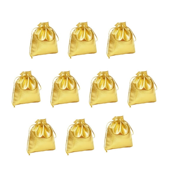 MEIBUTYUP 50Pcs Drawstring Jewelry Pouch Golden Bags for Wedding Favors and Candy Storage
