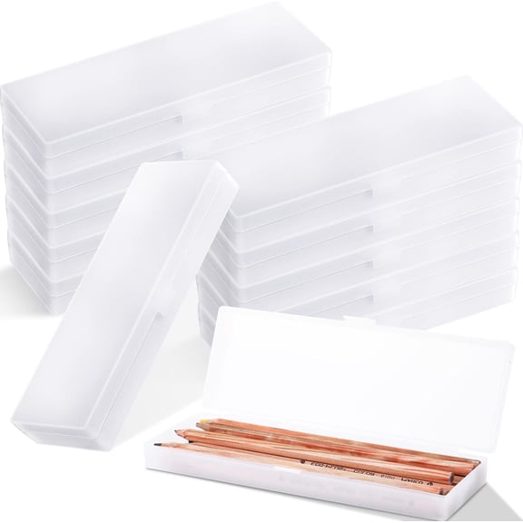 Pencil Boxes Bulk Plastic Clear Pencil Case, 7.17 x 2.36 x 0.94 Inch