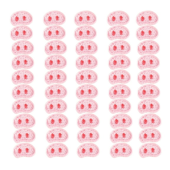 50 Pcs Pink Pig Nose Iron On Patches Applique Patches Small Repair Patches Embroidered Patches for Bag Decoration