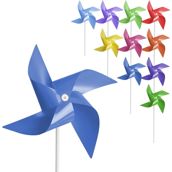 50 Pcs Pinwheels, 10 Mixed Colors Toy Wind Spinners and Party Favors Gifts for Kids, Outdoor Decorational Pinwheels for Yard and Garden