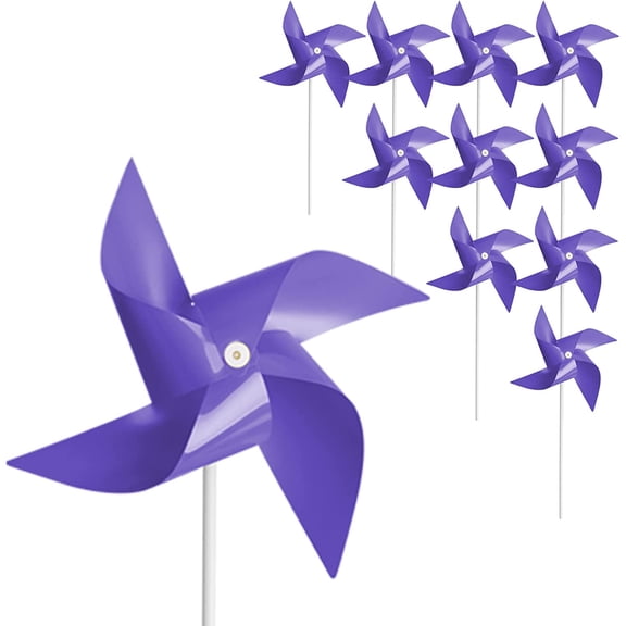 50 Pcs Pinwheels, Toy Wind Spinners and Party Favors Gifts for Kids, Outdoor Decorational Pinwheels for Yard and Garden (Dark Purple)