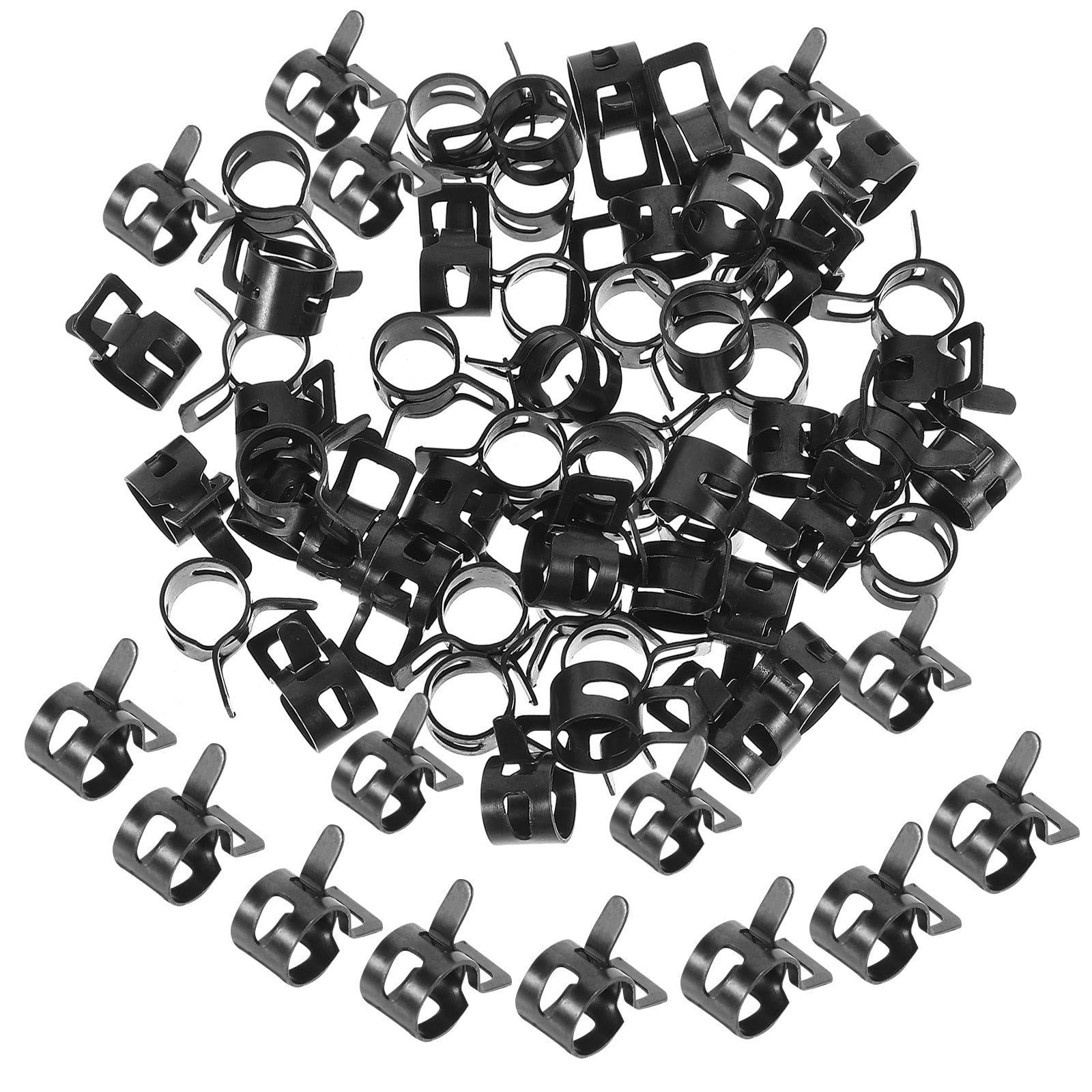 50 Pcs Pipe Clamp Hoop Black Hose Clamps Small Spring Fuel Line Tube ...