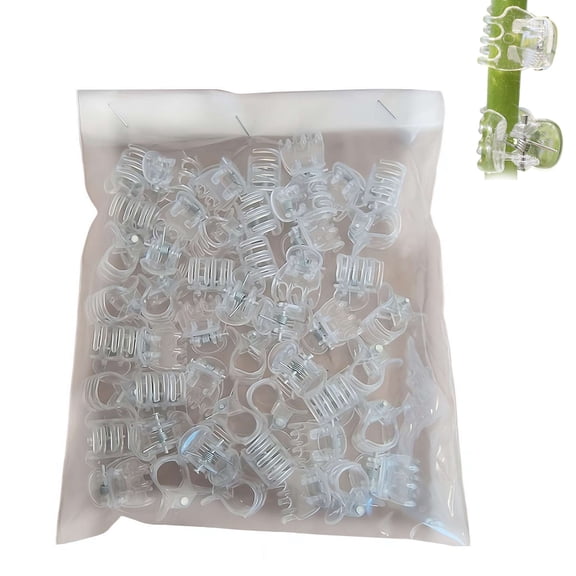 50 Pcs Plant Support Clips,Plant Orchid Clips Flowers Support Clear Fixer for Garden Vine Stem Plants Climbing Clasp,6 Claws Garden Clip for Climbing Plants,Grape and Vine Vegetables