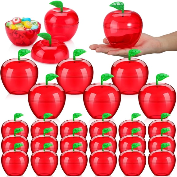50 Pcs Plastic Apple Shaped Candy Container 4.1 x 3.7 Inches