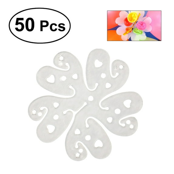 Plastic Balloon Clips with Flower Design for Party Use Silver 50 Pcs Great for Weddings Birthday