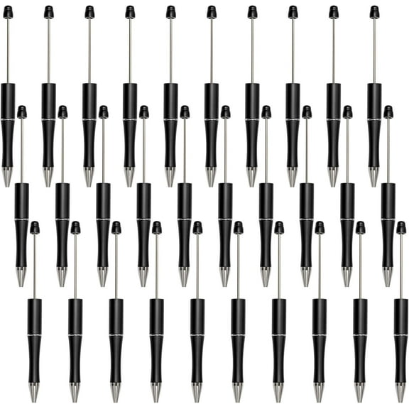 30 Pcs Plastic Beadable Pen Bead Pen Bulk Shaft Ink Ballpoint Pens DIY Pens