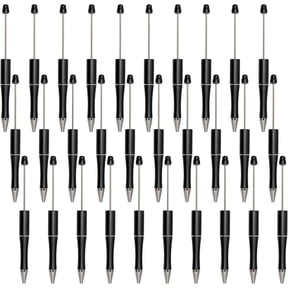 30 Pcs Plastic Beadable Pen Bead Pen Bulk Shaft Ink Ballpoint Pens DIY Pens