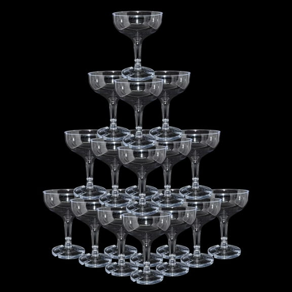 50 Pcs Plastic Champagne Coupe Glasses for Parties, 5 oz Disposable Champagne Glasses Unbreakable Acrylic Martini Glasses (Clear)