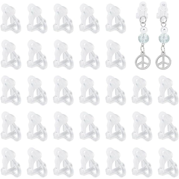 50 Pcs Plastic Clip-on Earrings White Plastic Non-Pierced Stud Earrings 1 Box