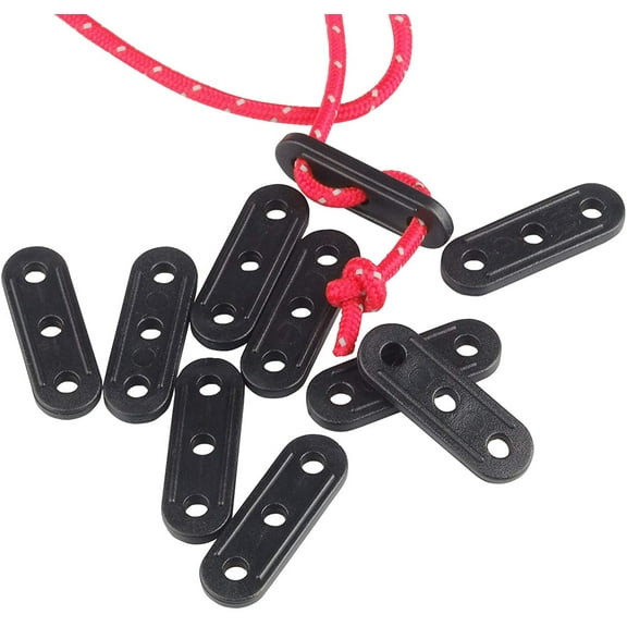 50 Pcs Plastic Cord Tensioners Rope Adjuster Tent Guyline Wind Rope Buckle Fastener for Camping Hiking Picnic Outdoor Activities, Black