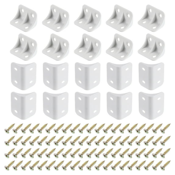 50 Pcs Plastic Corner Braces, 1.42" x 0.94" x 0.94" L Shape Bracket, White