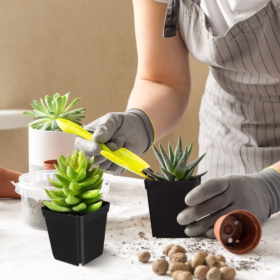 50 Pcs Plastic Flower Pots Small Square Nursery Plant Pots with Drainage Hole for Company Office