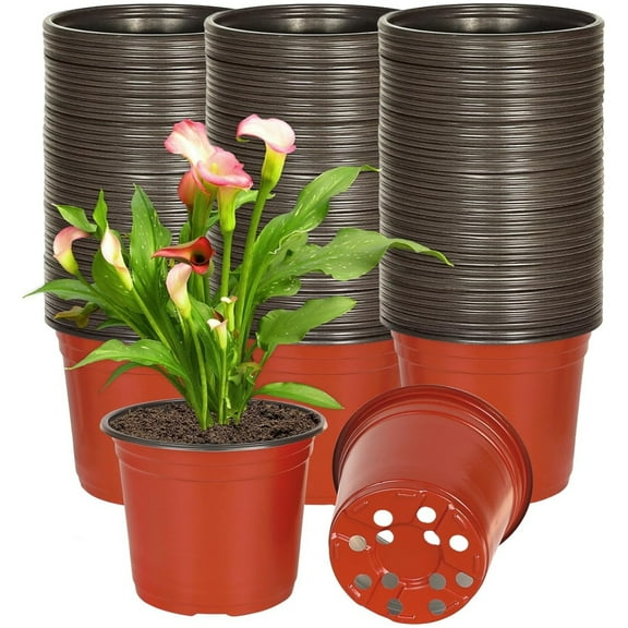 50 Pcs Plastic Plant Nursery Pots Bulk 6 inch Seed Starting Pots Flower Seed Starter Pots with Drainage Holes Plant Container for Indoor Outdoor Garden Planting Cutting Planters