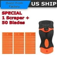 thumbnail image 1 of 50 Pcs Plastic Razor Blades + 1 Razor Scraper Double Edged Sticker Removal Tool, 1 of 11