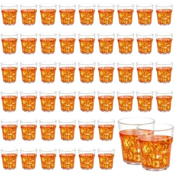 50 Pcs Plastic Whiskey Glasses, 4.5 OZ Small Clear Acrylic Whiskey Glasses Unbreakable Stackable Mini Tumbler for Bars Parties Weddings Cocktails Beer Vodka$$Home Decor, Kitchen, & Other