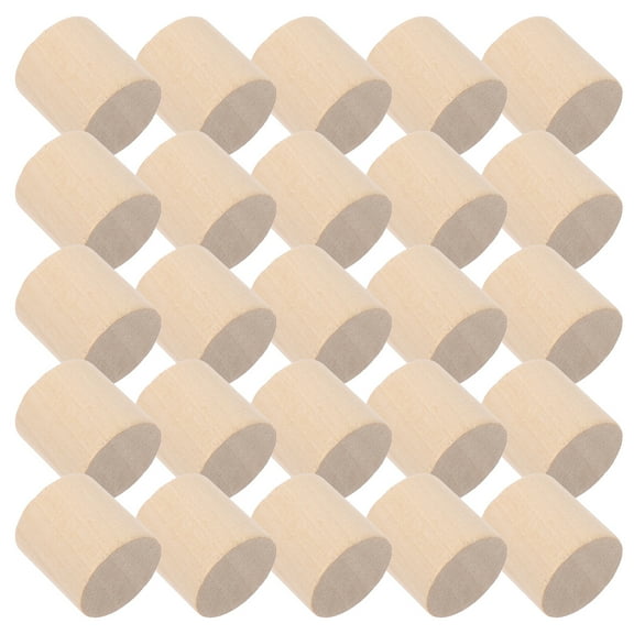 DEEPCRAFF Wooden Craft Blocks Cylinders Light Yellow 50Pack 0.8In