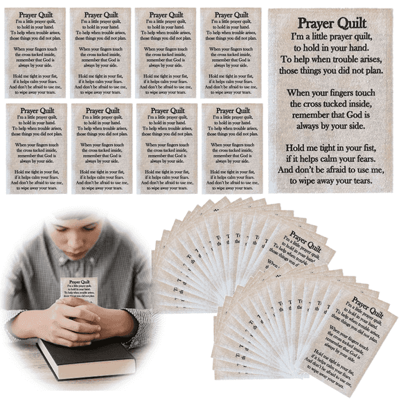 50 Pcs Prayer Quilt Text Panel - Inspirational Christian Fabric Squares for Pocket Prayer Quilts, Sewing Projects & Church Gifts