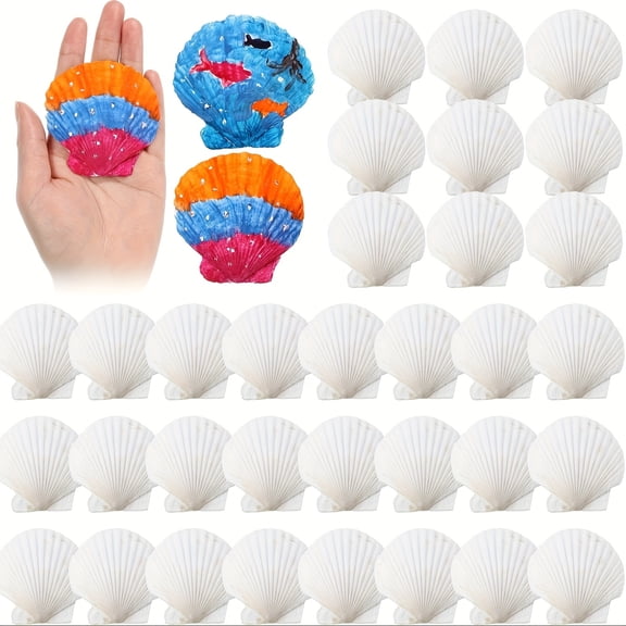 50 Pcs Premium Artificial White Scallop Shells,2-3 Inch Multipurpose Smooth Blank Shells for DIY Craft Making Home Decoration Coastal Wedding Party Decor Candle Jewelry Craft Supplies
