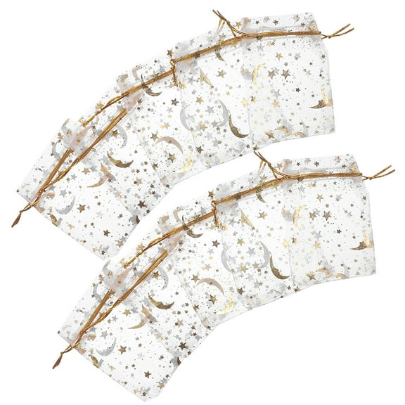 50 Pcs Purse Bags for Storage Gift Bulk Candy Party Favor Sachet Drawstring Pouch Travel Small Mesh Moon Cloth