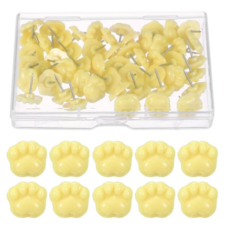 50 Pcs Push Pins for Bulletin Board, Cute Cat Paw Push Pin Decorative Animal Paws Thumb Tacks for Photos Cork Boards Wall Map Office Home Decor, Yellow