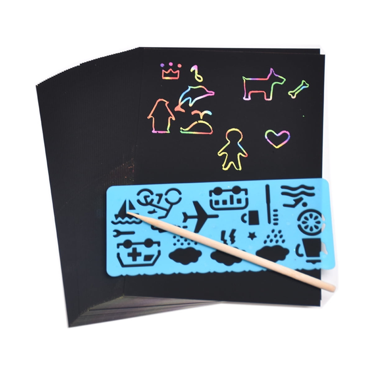 Scratch Paper Colored 50 Pcs Rainbow Scratch Paper,DIY Scratch Off Craft Kit,Colorful Paper ...