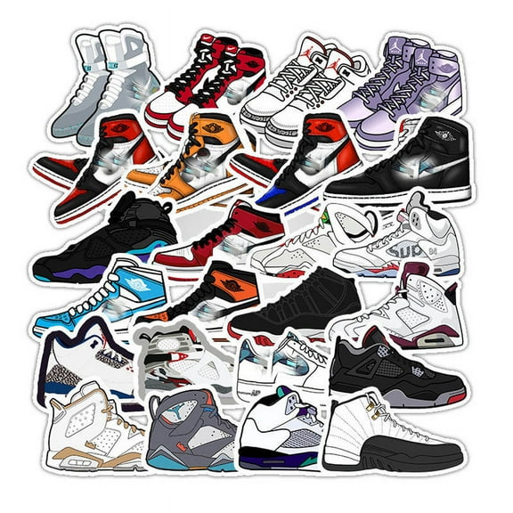 50 Pcs Rare Limited Edition Sneakers Vinyl Sticker Waterproof Stickers Bomb  Wall, Computer, Laptop, Skateboard, Water Bottle, Mug, Kids Scrapbook Gift for Birthday, Christmas, Thanksgiving (Sneakers)